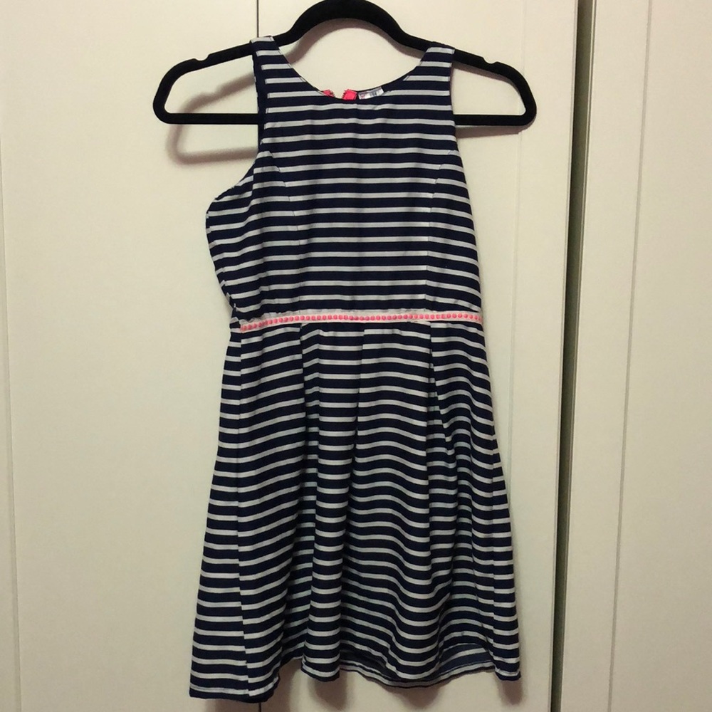 Blue and white dress